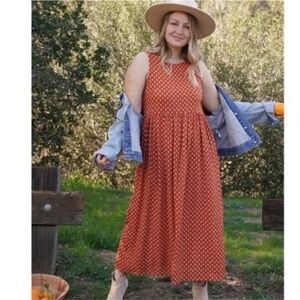 Carly Jean Los Angeles Size Medium Kyndall Rust Floral Midi Dress CJLA